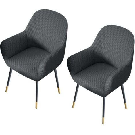 (Gris Oscuro) Fundas para sillas con reposabrazos, universales para comedor, cocina, gris oscuro, juego de 2 (1/4)