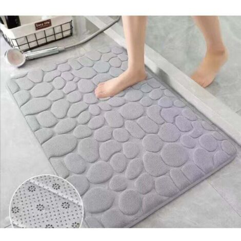 KZQ Alfombrilla de baño de espuma viscoelástica, con efecto adoquín, superabsorbente, lavable a máquina (40 x 60 cm, gris claro) (1/3)