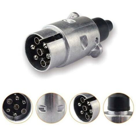 Conector de remolque metálico de 7 pines KZQ, conector de acoplamiento de remolque metálico de 7 pines, conector eléctrico impermeable de 7 pines para remolque, conector de remolque metálico de 7 pine (1/4)