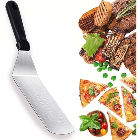 Espátula angular para pasteles y repostería KZQ de 1 pieza, espátula de acero inoxidable, accesorios para parrilla, espátula para hamburguesas, espátula para panqueques, ideal para barbacoa y parrilla (1/4)