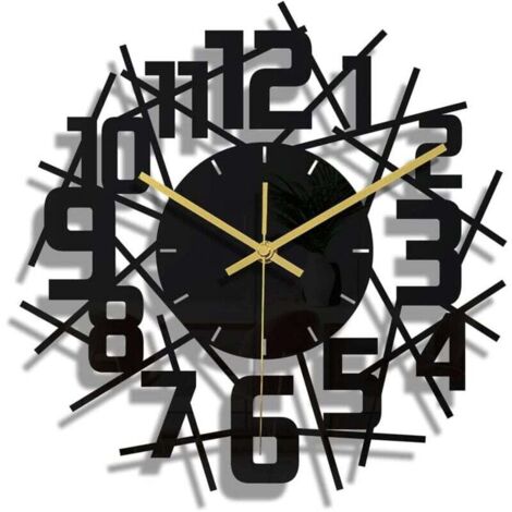 Reloj de pared Luming con marco redondo negro, diseño moderno y silencioso, ideal para dormitorio, sala de estar, oficina y decoración artística. (1/4)