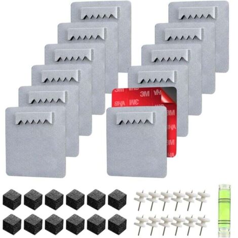 Pack de 12 colgadores autoadhesivos para cuadros, fijación al marco autoadhesiva sin taladrar, soportes para fotos y espejos, fijación al marco autoadhesiva para colgar espejos o cuadros, hasta