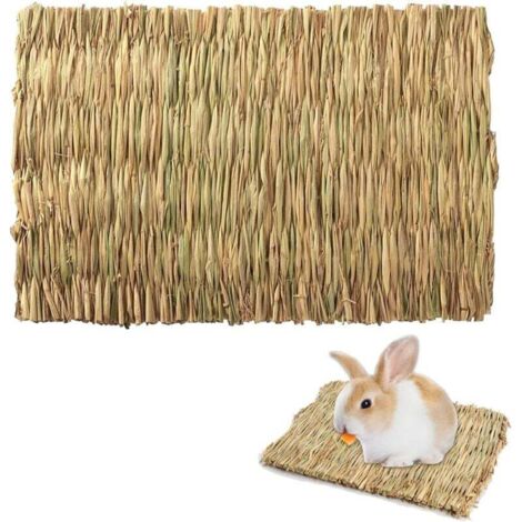 KZQ Esterilla de hierba para conejos, esterilla de hierba para animales pequeños, esterilla de hierba tejida natural para hámster, juguetes masticables para conejos, esterilla de cama tejida para