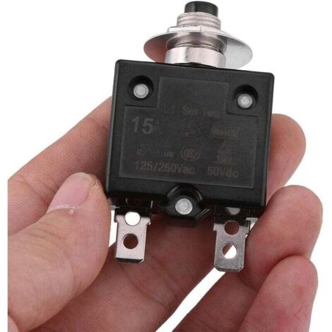 KZQ Interruptor térmico de reinicio manual, disyuntor, protector contra sobrecarga y sobrecorriente (15 A) (1/4)