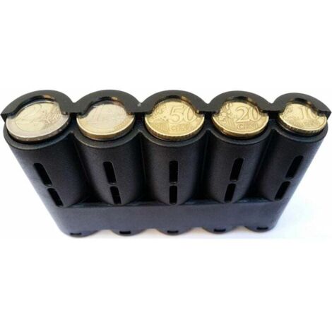 Dispensador de monedas KZQ para las 5 monedas de euro más importantes, monedero de cinturón, ideal para camareros, taxistas, conductores de autobús, maquinistas y vendedores ambulantes (Dispensador de