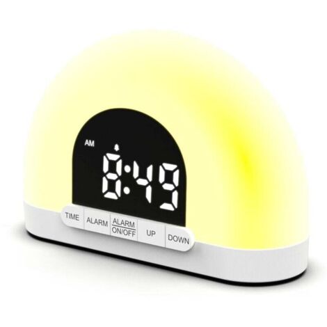 Despertador iluminado KZQ con simulación de amanecer, lámpara de despertador con luz nocturna y función de repetición, ideal para adultos y personas con sueño pesado, ideal para dormitorio [Clase ener (1/4)