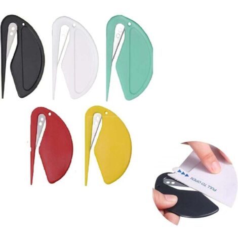 KZQ Abrecartas, Abresobres, Abresobres de plástico, Abrecartas de plástico eficaz, Abrecartas con cuchilla metálica, Mini abrecartas de plástico para empacar correo y cortar papel. (1/4)
