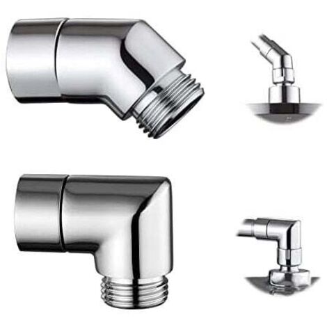 Adaptador de cabezal de ducha KZQ de 90°/135° (2 unidades), de latón, para ducha de mano de baño, con interfaz universal de 1/2 pulgada. (1/4)