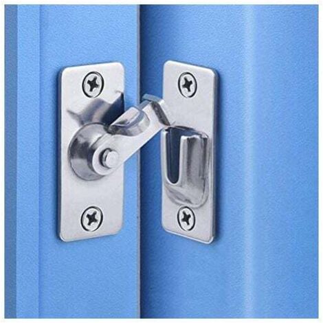 Cerrojo de puerta corrediza KZQ de 44 x 19 mm y 90 grados, cierre de seguridad en ángulo recto de acero inoxidable, hebilla para puerta corrediza, color plateado (1/4)