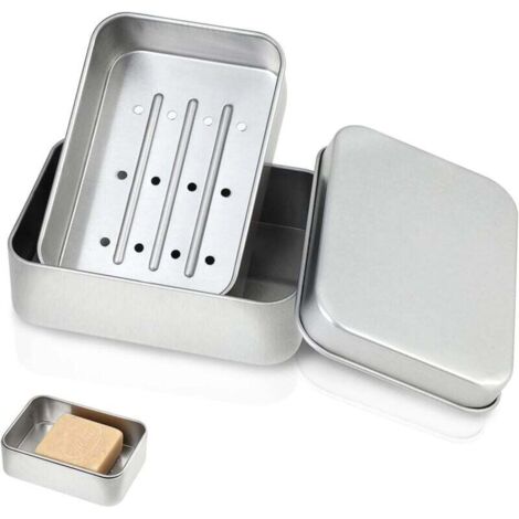 KZQ Jabonera de viaje, soporte para jabón en barra, caja de metal para jabón, jabonera, para gimnasio, viajes, camping, casa y baño. (1/4)