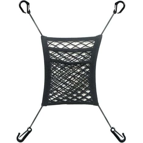 Red de coche de 3 capas KZQ, red de almacenamiento para asiento de coche, red de respaldo, puerta trasera de seguridad para niños, red de almacenamiento para conductor, 30 x 30 cm (1/4)