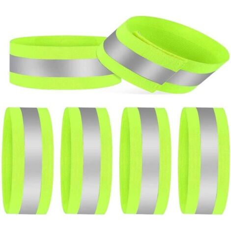 Bandas reflectantes KZQ (paquete de 6), para correr, andar en bicicleta, montar a caballo y para niños. Cierre de velcro y banda elástica luminosa.
