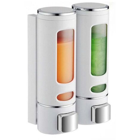 Dispensador de jabón de pared, 400 ml x 2, dispensador de champú y gel de ducha, dispensador de jabón de ducha doble, dispensador de jabón líquido manual de pared, dispensador de desinfectante de mano