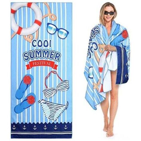 Toalla de playa grande KZQ de 70 x 150 cm, sábana de playa, toalla de microfibra, antiarena, de secado rápido, ideal para playa, piscina y tumbonas (traje de baño).