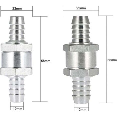 Válvula de retención de combustible unidireccional KZQ (4 piezas) de aluminio (6, 8, 10 y 12 mm) para gasolina, diésel, aceite, coche, cromo, agua, carburador, sistemas de baja presión y mangueras. (1/4)
