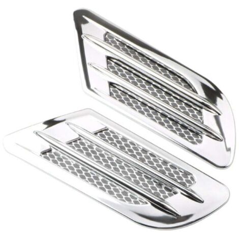 KZQ 2 pegatinas para rejilla de ventilación lateral de coche, cubierta para orificio de ventilación, red decorativa universal para coche (plateada)