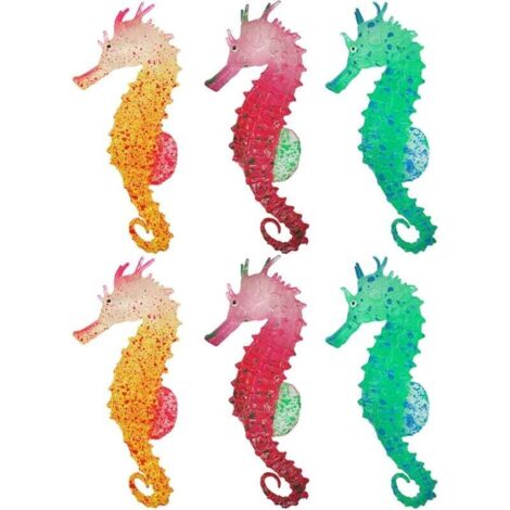 KZQ 6 piezas de caballito de mar artificial de silicona luminoso, adorno decorativo de caballito de mar artificial de silicona luminoso, decoración para acuario, caballito de mar artificial luminoso. (1/4)