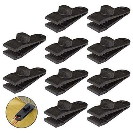 Clips para lona KZQ, 8 x 3 x 2,5 cm, resistentes al viento, para toldos, camping, caravanas, cubiertas de coche y piscinas (paquete de 10) (1/4)