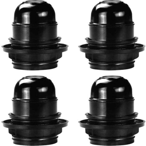 Portalámparas KZQ E27 de 4 piezas, 250 V, portalámparas de plástico E27, portalámparas E27, iluminación vintage para cafetería, restaurante y cocina, color negro (1/4)