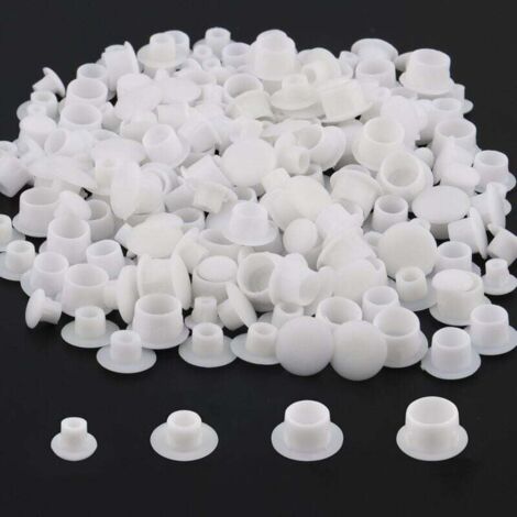 KZQ 200 tapones de plástico para agujeros de muebles de 5/6/8/10 mm, tapones blancos para tornillos, tapones para agujeros de taladro en muebles, estantes y armarios