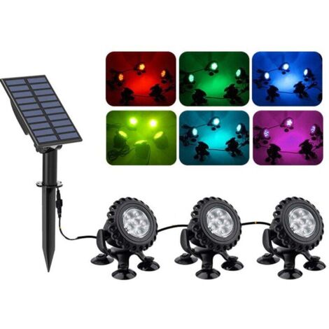 Luz solar para estanque de 3 piezas con ventosa, foco solar subacuático con 2 modos, iluminación para estanque con resistencia al agua IP68, foco de paisaje con cambio de color RGB, iluminación para j (1/4)
