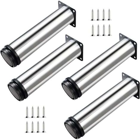 Patas para muebles KZQ 4X, patas ajustables para muebles, metal cromado, altura ajustable (total: 250 mm) (1/4)