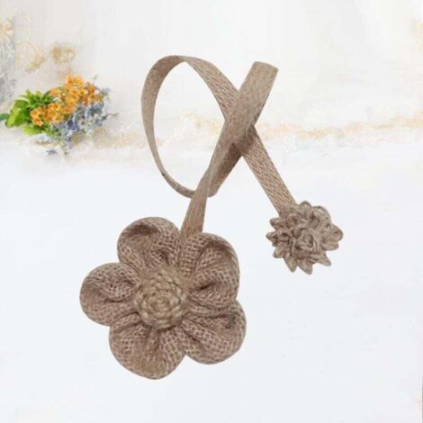 KZQ Piezas de soportes para cortinas, alzapaños para cortinas, alzapaños para cortinas con flores, decoraciones vintage para bodas, alzapaños para cortinas con flores de arpillera, marcos sencillo (1/4)