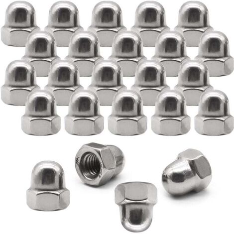 KZQ 20 piezas tuercas ciegas, tuercas ciegas hexagonales M10 DIN 1587 tapa de tuerca de forma hexagonal alta, tuerca de cubierta de tornillo para pernos roscados, plata (M10)