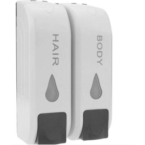 Dispensador de jabón de ducha de pared. 2 depósitos rellenables. (1/3)