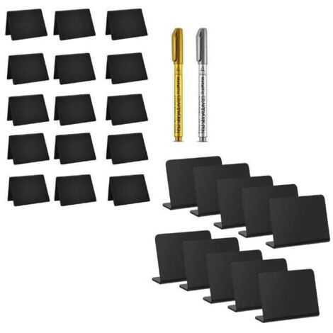 Mini pizarra, mini tablero de anuncios, paquete de 25 mini pizarras de plástico, mini pizarras, mini tablero de mesa, para bufé, bodas, panaderías, fiestas, pizarra pequeña - 75 x 100 mm (1/4)