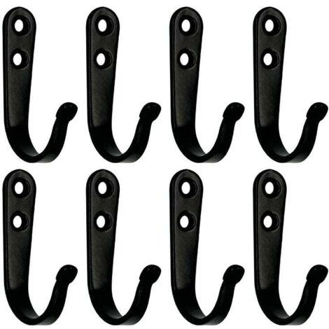 Ganchos individuales de pared negros KZQ, ganchos negros para abrigos, equipados con tornillos de fijación, 8 piezas (1/4)