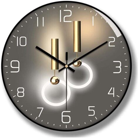 Reloj de pared de cuarzo digital europeo redondo de 30 cm de diámetro, ideal para salón, dormitorio y estudio (negro). (1/4)