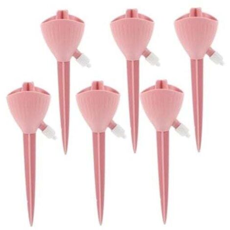 KZQ 17,7 x 5,9 cm, 6 piezas, globo de riego para flores, púas de riego para plantas, inserto de riego automático para plantas, bebedero para plantas, rosa