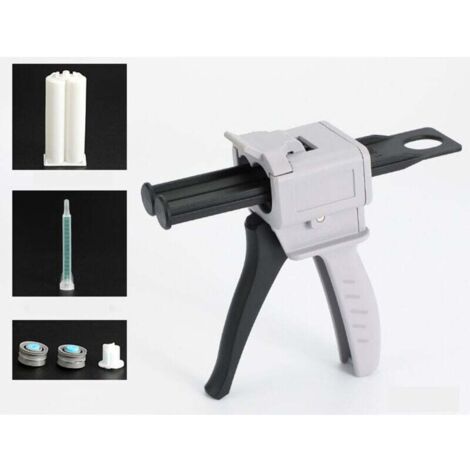 Pistola dispensadora de epoxi KZQ, 50 ml, pistola de pegamento epoxi AB, mango aplicador para mezclar pegamento, proporción 1:1 (pistola) (1/4)