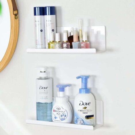 Juego de 2 estantes de almacenamiento para cestas de ducha, estante de pared sin agujeros para especias, baño/cocina
