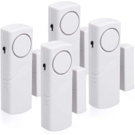 KZQ Alarma para puertas y ventanas - Pack de 4 alarmas inalámbricas antirrobo - Seguridad para el hogar contra robos - Funcionamiento magnético - 120 dB