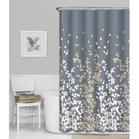 KZQ Cortina de ducha Sylvia de seda sintética en color marfil y beige, 183 x 183 cm (1/4)