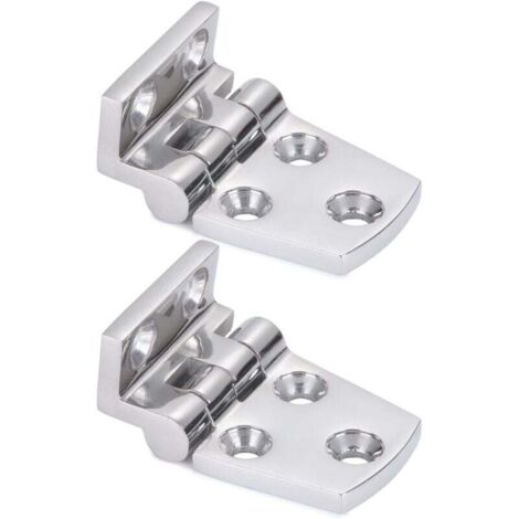 KZQ - Paquete de 2 bisagras resistentes para barcos, para cubiertas de gabinetes, bisagras para gabinetes de barcos de acero, bisagras marinas de desplazamiento corto, para escotilla de popa, pulidas, (1/4)