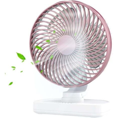 Ventilador de escritorio USB KZQ, portátil con batería de 3600 mAh, 4 velocidades, rotación ajustable, para el hogar, la cama, la oficina, viajes y camping. (1/4)