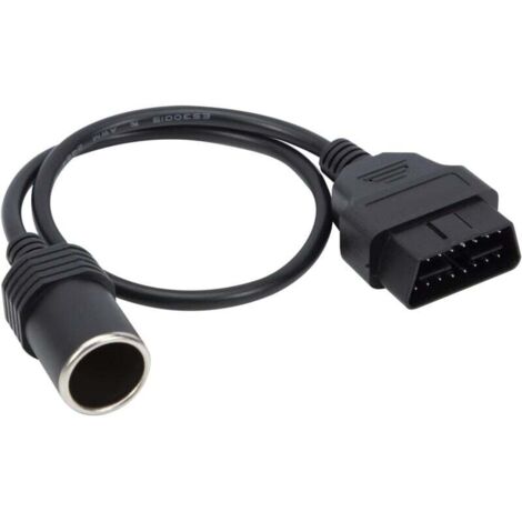Cable de alimentación OBD2 KZQ de 16 pines a conector hembra para encendedor de cigarrillos, calibre 18 AWG (1/4)
