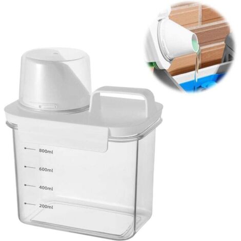 Dispensador de detergente hermético KZQ con vaso medidor, contenedor para detergente en polvo, dispensador de detergente líquido y dispensador de cereales (1100 ml) (1/4)
