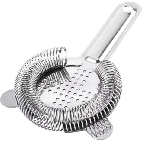 Colador de barra de acero inoxidable plateado KZQ de 2 piezas, colador de cóctel Hawthorn, colador profesional para bármanes comerciales o uso doméstico (1/4)
