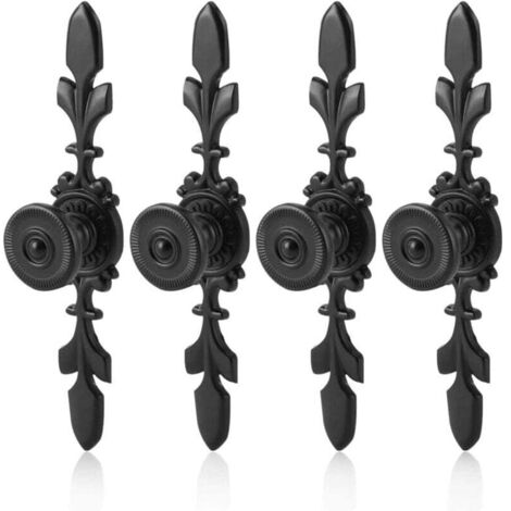 (Negro) Paquete de 4 pomos de puerta de estilo vintage, tirador de aluminio negro para gabinetes retro, para puertas de gabinetes simples y modernas, cajones, herrajes para el hogar, tirador de un sol (1/4)