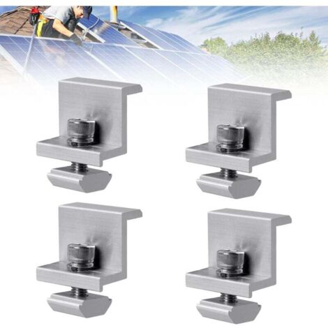 Soporte para panel solar KZQ de 4 piezas, abrazadera de extremo de 30 mm, montaje en panel solar, soporte en Z, abrazadera ajustable, soporte para panel solar fotovoltaico (1/4)