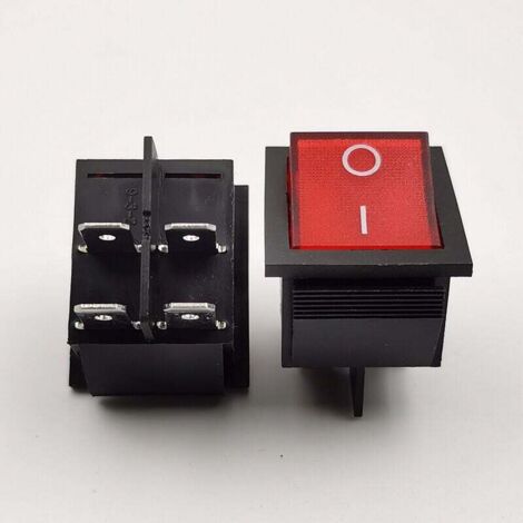 KZQ Interruptor basculante DPST de encendido y apagado, de 4 pines, luz roja, para barco, 16 A/250 V (5, rojo)
