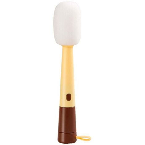 KZQ Cepillo de limpieza multiusos 3 en 1, herramienta para limpiar vasos y sellos, cepillo para limpiar botellas de agua (amarillo/marrón) (1/3)
