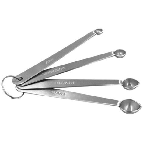 KZQ Juego de cucharas medidoras: 4 minicucharas de acero inoxidable, juego de cucharas para hornear, cucharas para líquidos y secos, cucharas medidoras, accesorios de cocina para el hogar. (1/4)