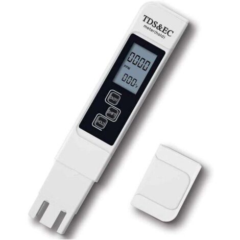 KZQ Medidor de TDS 3 en 1, medidor de pH y calidad del agua de piscinas, medidor de conductividad con pantalla LCD, alta precisión y función de calibración automática. (1/4)