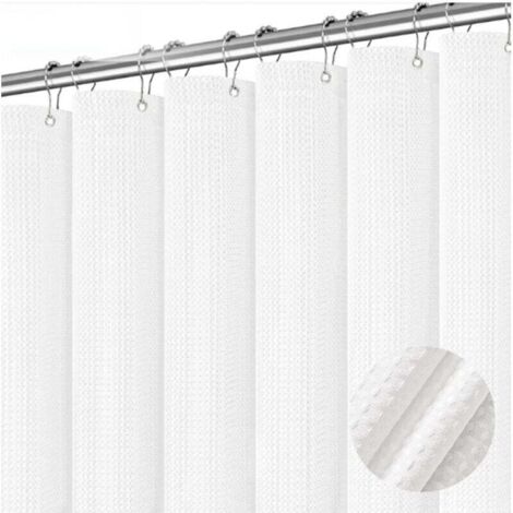 KZQ Cortina de ducha con textura de gofre, 180 x 180 cm, color blanco (1/4)