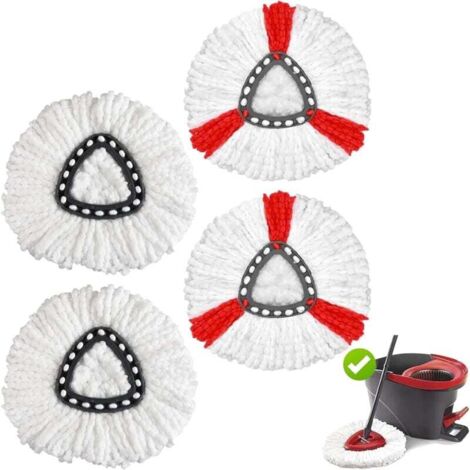 KZQ - Pack de 4 cabezales de repuesto para mopa Vileda Turbo 2 en 1, almohadillas de microfibra, repuestos para mopa, para limpiar suciedad y lavar pisos (1/4)